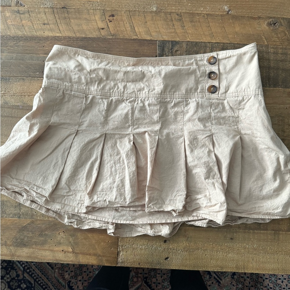 Anthropologie Khaki Pleaded Mini Skirt, size 10